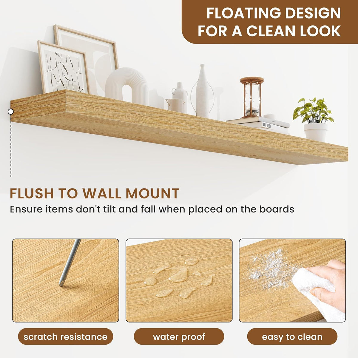 fuqing Floating Shelves for Wall, Bathroom Shelf Wall Mounted for Storage, Shelves with Invisible