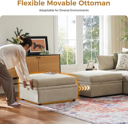 166.6" Oversized Modular Sectional Sofa, U Shaped Convertible Couch with Movable Ottoman, Large 8