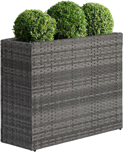 SUNNYPARK Tall Rectangular Planter with Removable Liner, All-Weather PE Rattan Large Modern