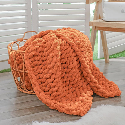 Bigacogo Chunky Knit Throw Blanket for Couch, 40x60 inches, 100% Hand Knitted with Thick Jumbo