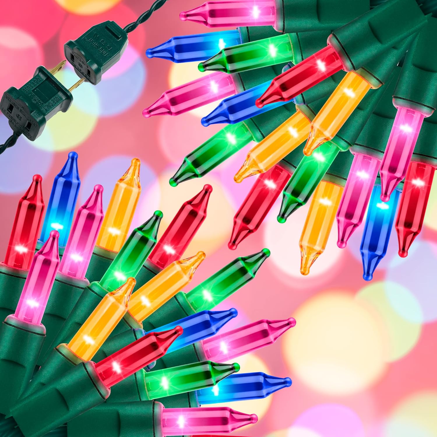 100LIGHTS Multi Extra-Bright with End Connectors Christmas Decorative Lights 5.98m UL Certified