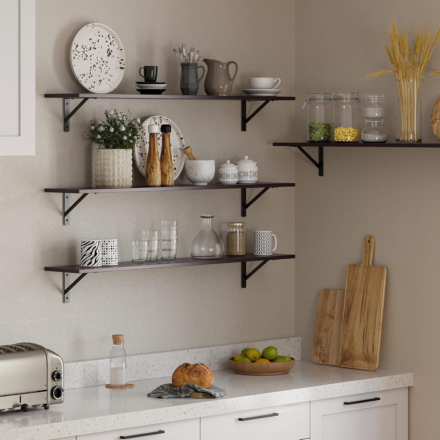 DINZI LVJ Long Wall Shelves, 55.1Inch Wall Mounted Shelves Set of 2, Extra Large Floating Storage