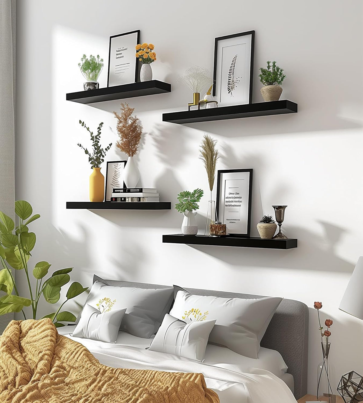 Wood Floating Shelves for Wall Decor, Rustic Wall Shelves for Bedroom Bathroom Kitchen Living Room