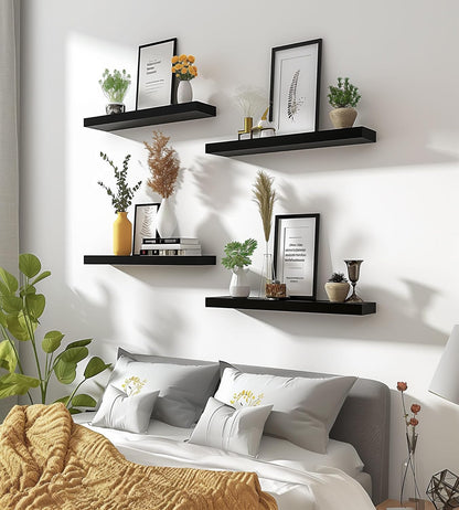 Wood Floating Shelves for Wall Decor, Rustic Wall Shelves for Bedroom Bathroom Kitchen Living Room