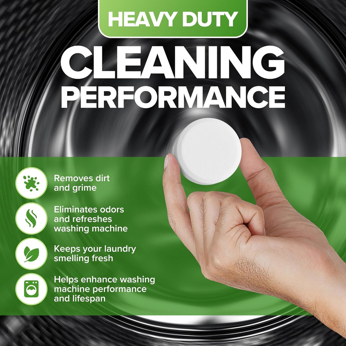 Heavy Duty Washing Machine Cleaner Descaler Tablets - Deep Cleaning for Front Load, Top Load