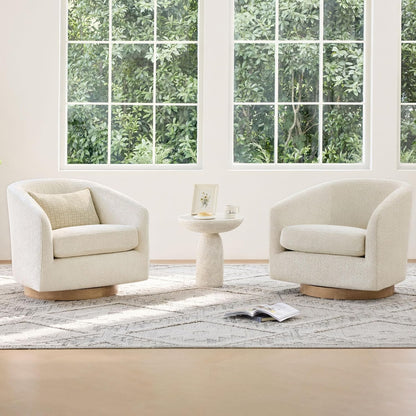 CHITA Swivel Accent Chair Set of 2, FSC Certified Upholstered Fabric Barrel Chair for Living Room