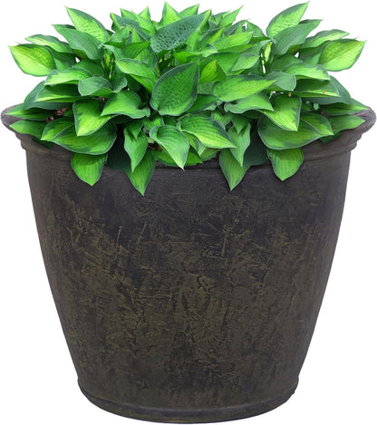 Sunnydaze 24-Inch Anjelica Large Plastic Pot for Plants - Outdoor Polyresin Round Planter with