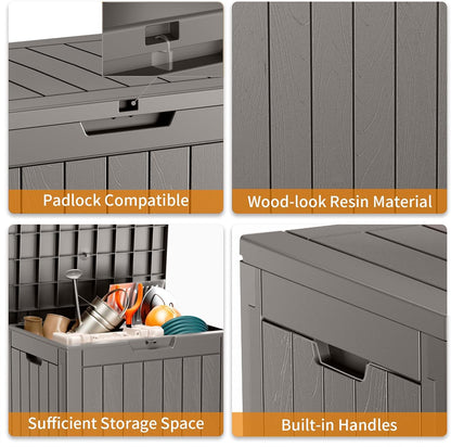 31 Gallon Resin Deck Box, Lockable Patio Outdoor Storage Box for Furniture, Garden Tools and Tools
