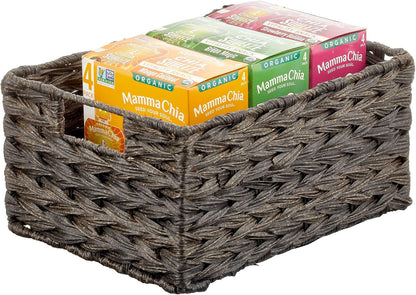 mDesign Woven Farmhouse Kitchen Pantry Food Storage Organizer Basket Box - Container Organization