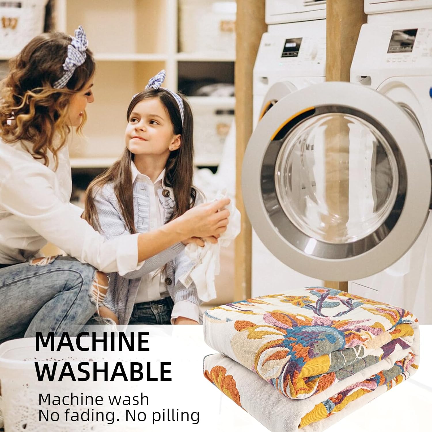Boho Throw Blanket for Bed - 100% Pure Cotton Ultra Soft Rustic Quilt - Farmhouse Decor Bed