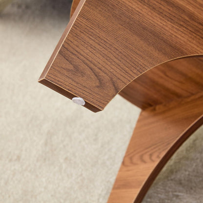 31.5" Round Glass Coffee Table with Tempered Glass Top and MDF Base, Diagonal Fan-Shaped Tray