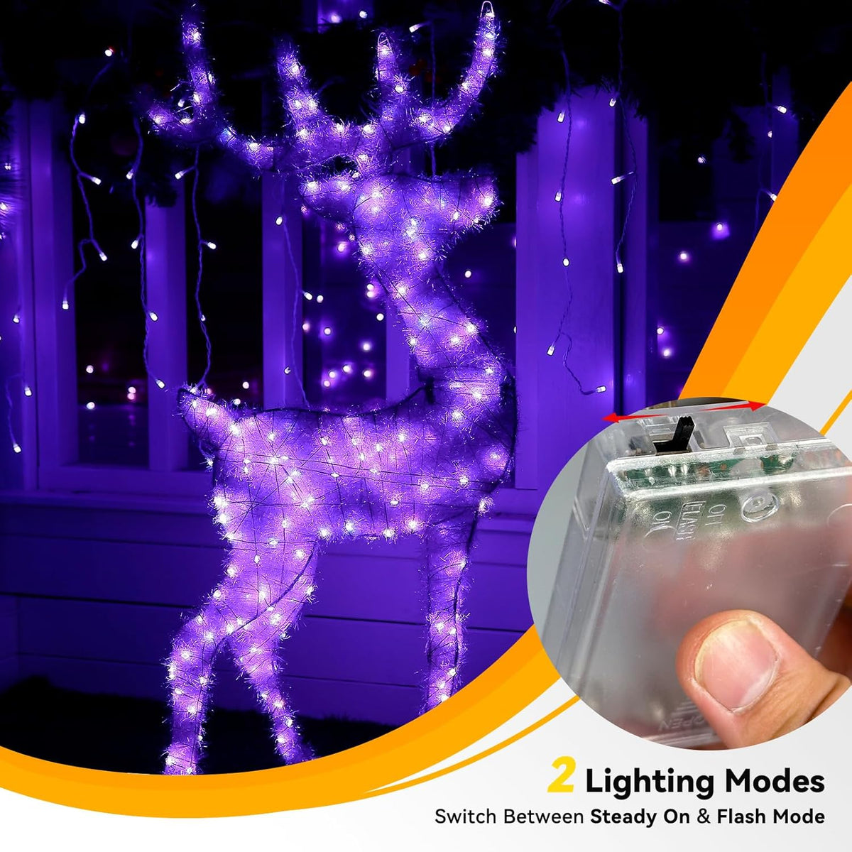 4 Pack 60LED Halloween Fairy Lights Battery Operated - 20FT Twinkle Lights with 2 Lighting Modes
