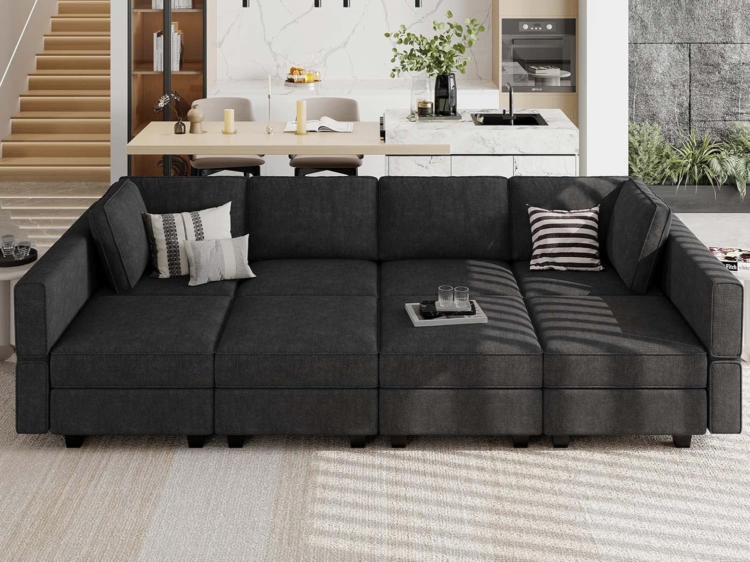 Belffin Modular Sectional Sleeper Sofa Bed Convertible Sectional Couches for Living Room. Black