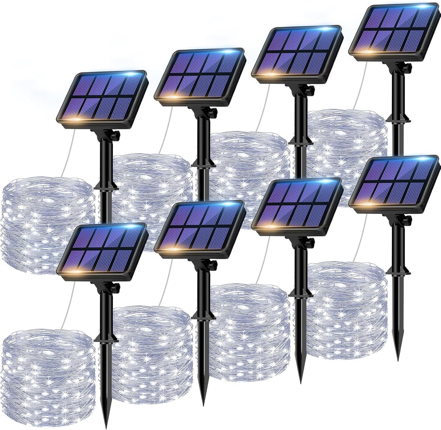btfarm 8 Pack Solar String Lights Outdoor, Total 640LED 264FT Solar Fairy Lights Waterproof 8