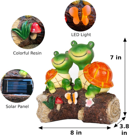 Malister Garden Turtle Figurines Outdoor Decor - Outdoor Statues with Solar LEDs for Patio Decor