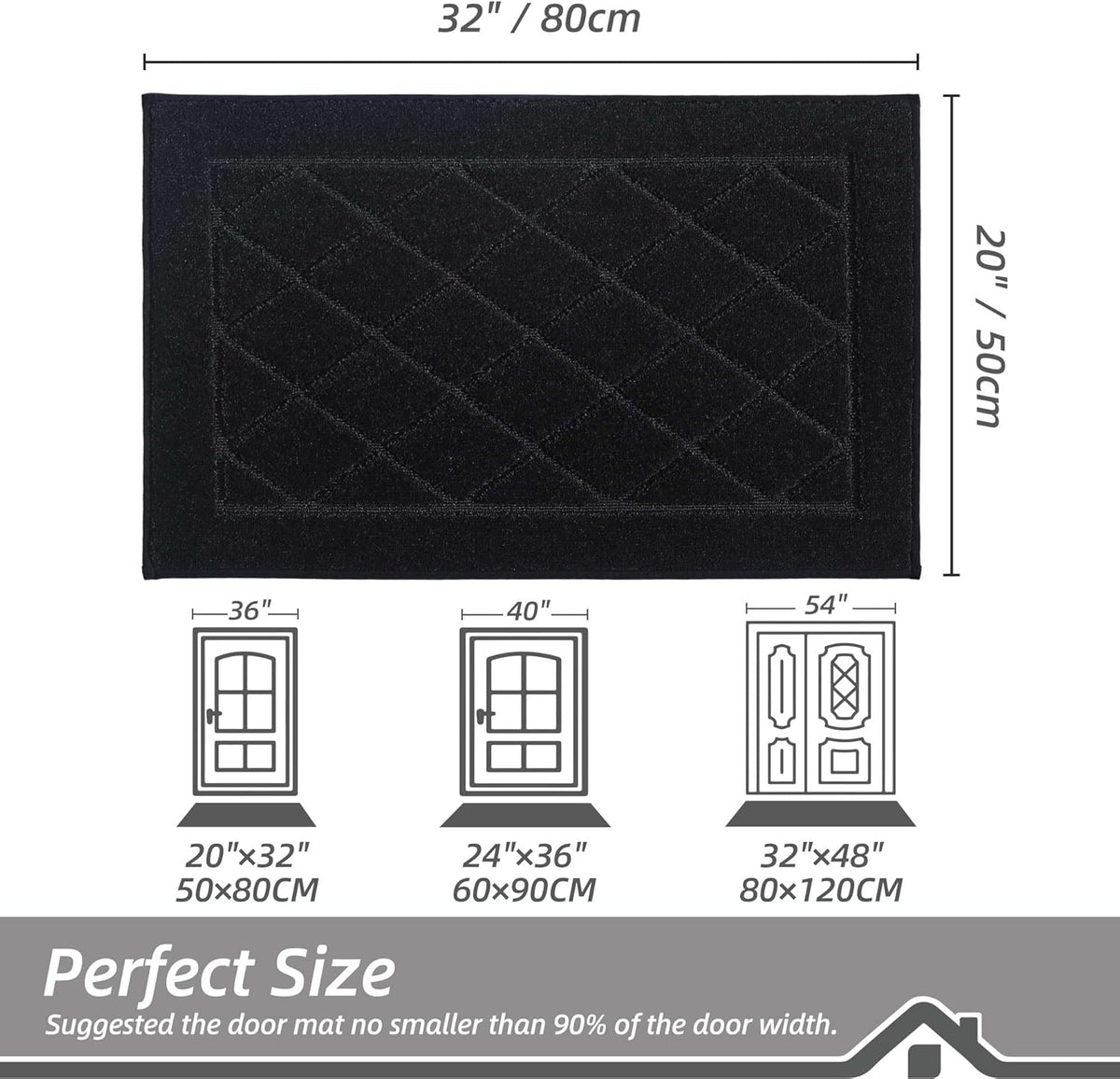 BEQHAUSE Dirt Trapper Door Mat 20" x 32", Doormat Non-Slip Entryway Rugs Washable, Dog Door Mat