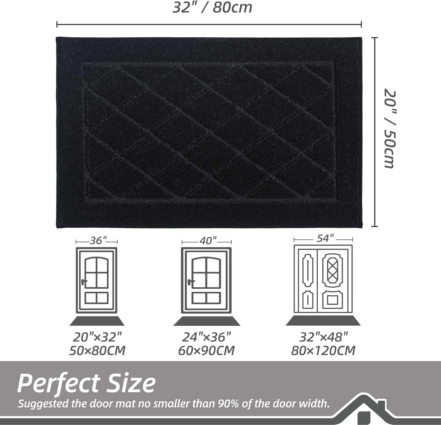 BEQHAUSE Dirt Trapper Door Mat 20" x 32", Doormat Non-Slip Entryway Rugs Washable, Dog Door Mat