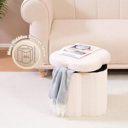 B FSOBEIIALEO Storage Ottoman Cube, Flowers Shaped Ottomans with Storage Foot Stool Footrest