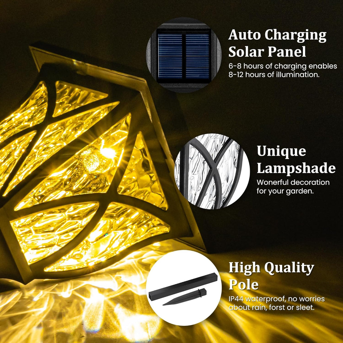 GIGALUMI Solar Lights Outdoor Waterproof, 8 Pack LED Solar Garden Lights, Outdoor Decorations