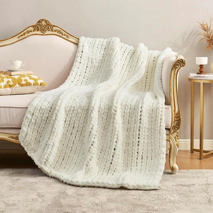 Amélie Home Chunky Knit Throw Blanket for Couch, Soft Chenille Crochet Blanket for Sofa, 50"x60"