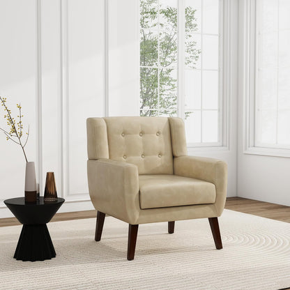 UIXE Faux Leather Accent Chair, Modern Arm Club Chair Upholstered Armchair for Living Room, Comfy