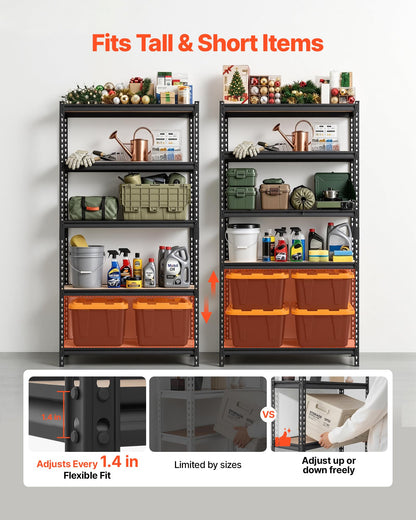 VEVOR Storage Shelves, 5-Tier Adjustable, 2000 lbs Capacity, Heavy Duty Garage Storage Shelving