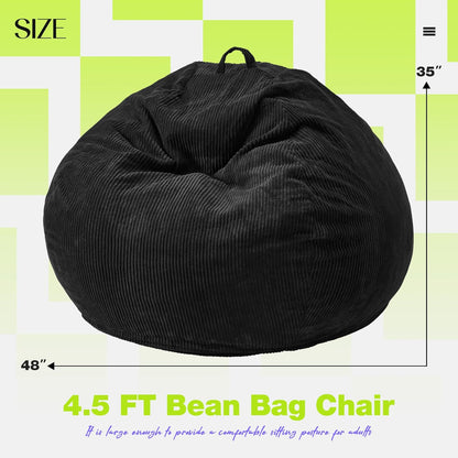 Hobestluk 4.5FT Bean Bag Chair Giant Bean Bag Chair with Filler Included Adult Bean Bag Chairs with
