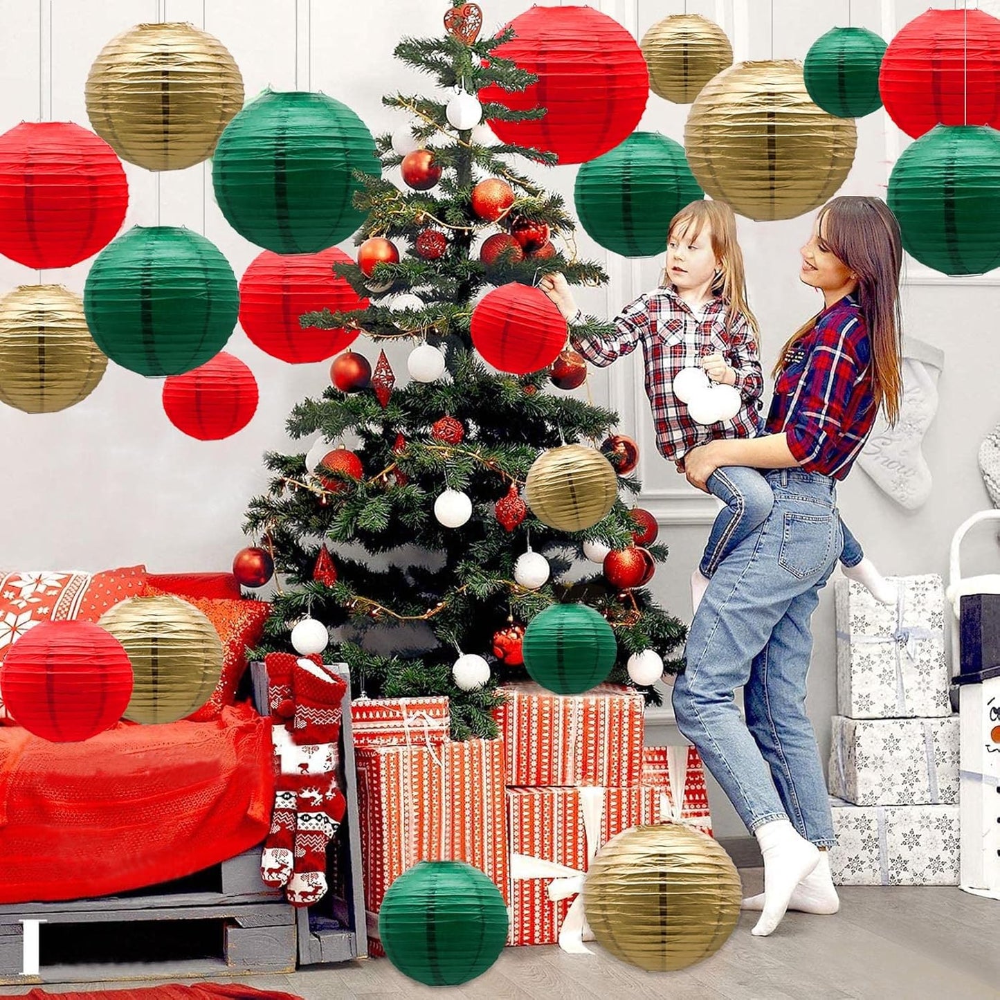 ADLKGG Paper Lanterns Decorative, Round Hanging Lantern for Italian Party Mexico Party Graduation