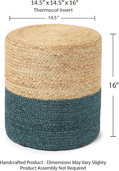 REDEARTH · Cylindrical Pouf Foot Stool Ottoman - Jute Braided Pouffe Poof Accent Sitting Footrest