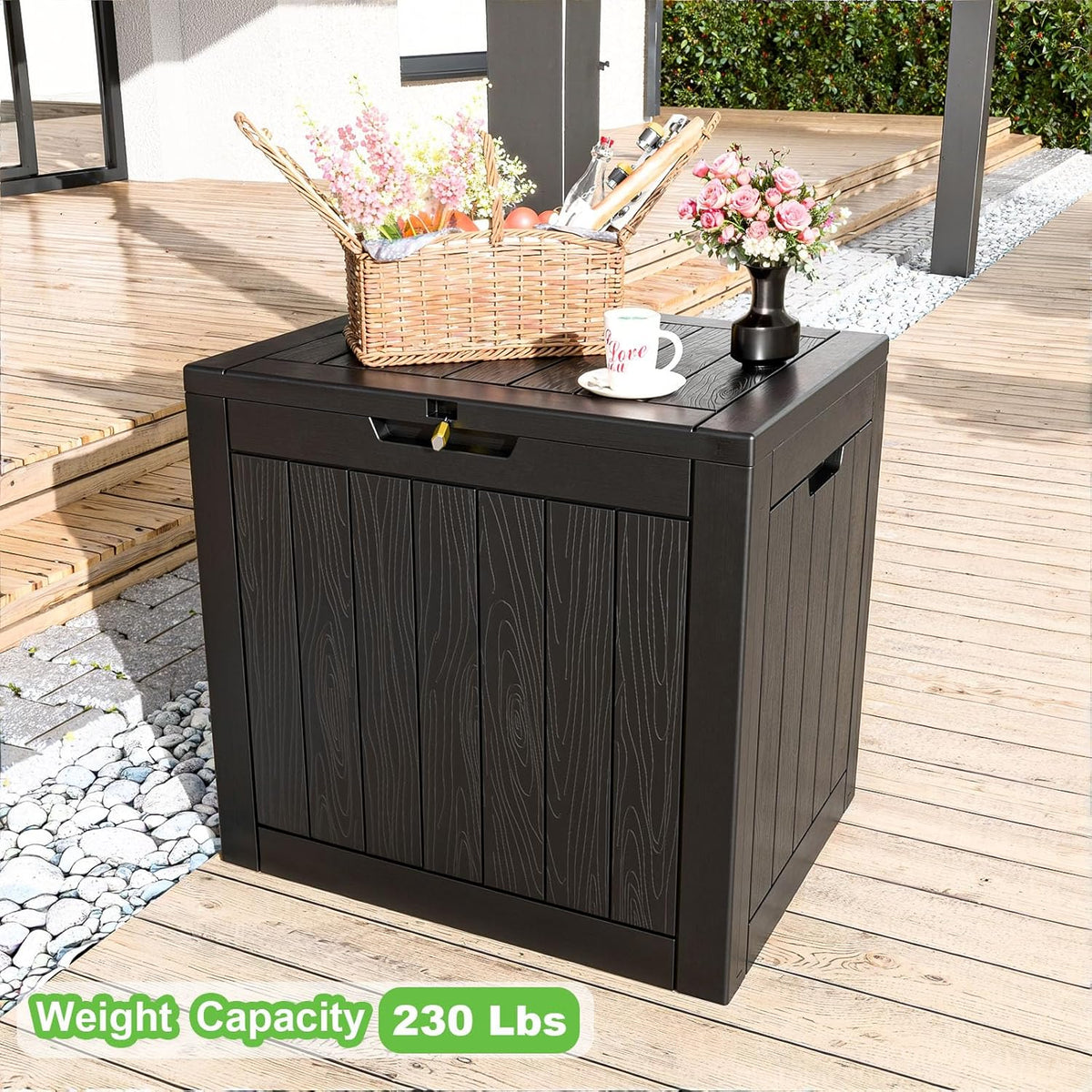 30 Gallon Outdoor Deck Box,Storage Lockable Waterproof Patio Furniture,Garden Tools,Cushions,Pool