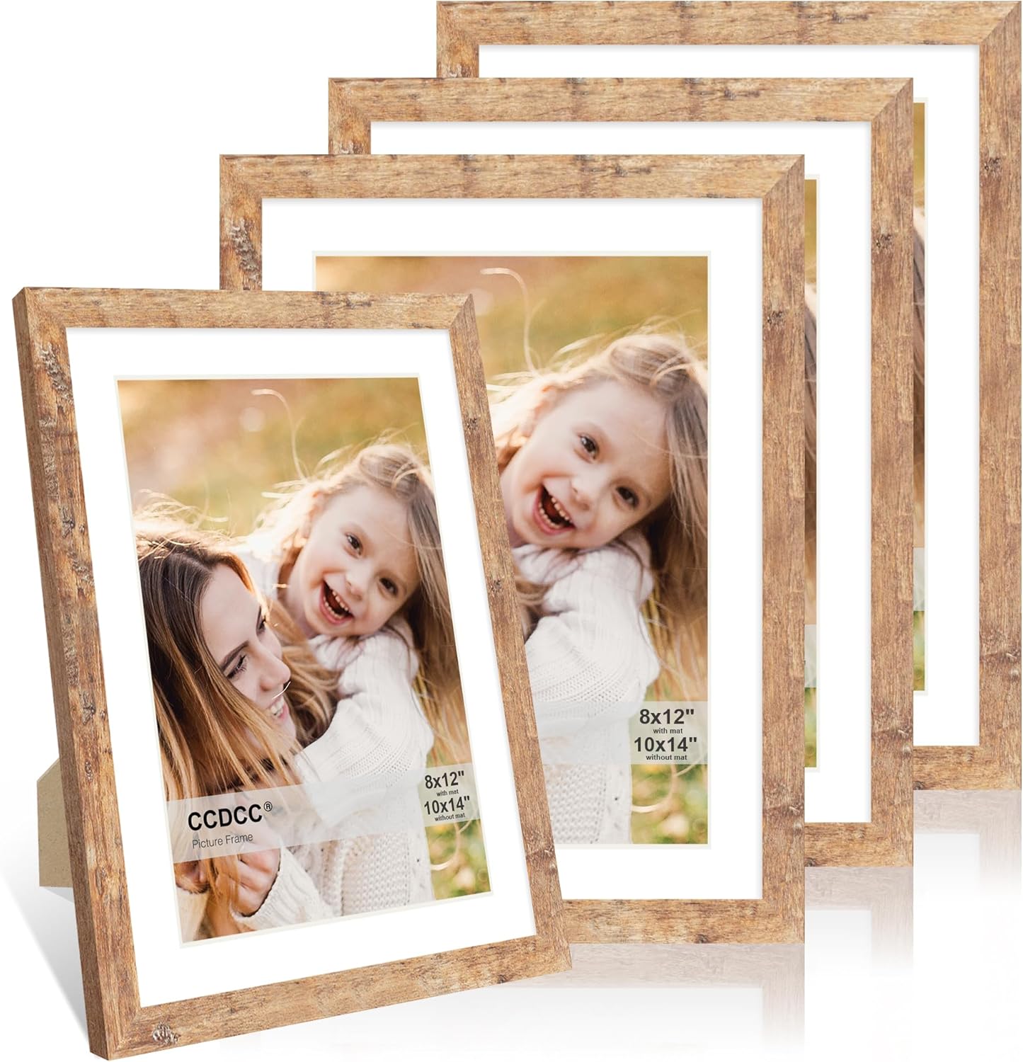 10x14 Picture Frame Set of 4, 10 x 14 Wood Photo Frames with Mat for 8x12 or 30x40cm Diamond