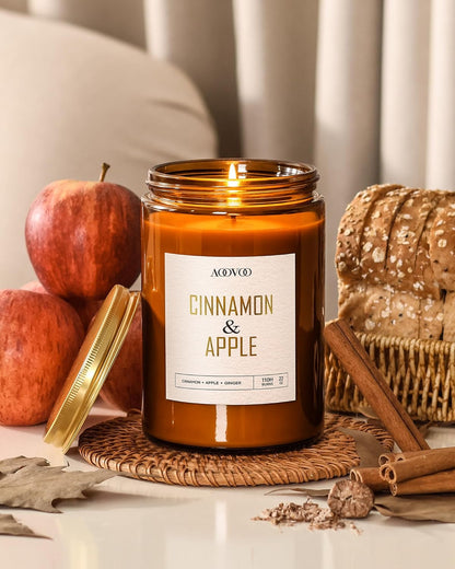 AOOVOO Apple Cinnamon Candles - 22 oz Scented Candles, Aromatherapy Candle, Soy Candle for Home