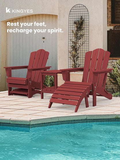 KINGYES Folding Adirondack Ottoman for Adirondack Chair, Red