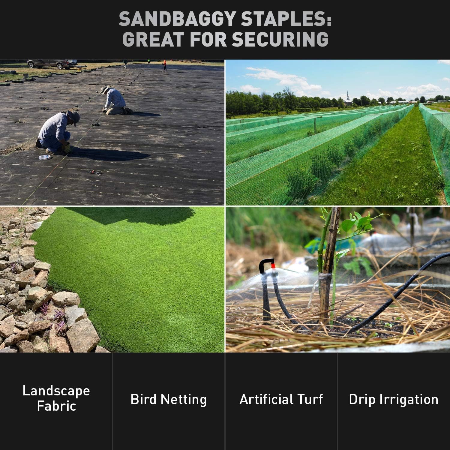 Sandbaggy 6 inch Landscape Sod Staples (9 Gauge Steel) ~ Great for Hard Soil - 20% Thicker Than