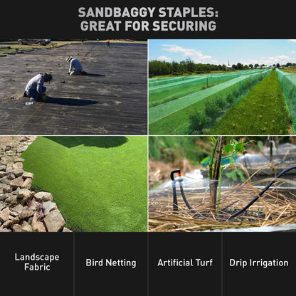 Sandbaggy 6 inch Landscape Sod Staples (9 Gauge Steel) ~ Great for Hard Soil - 20% Thicker Than