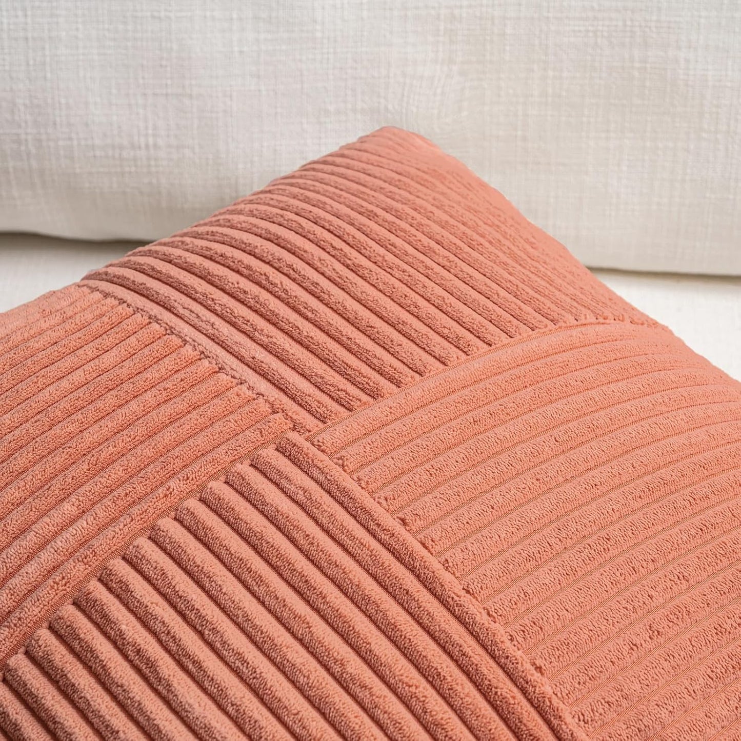 Fancy Homi 2 Packs Coral Decorative Throw Pillow Covers 18x18 Inch for Living Room Couch Bed