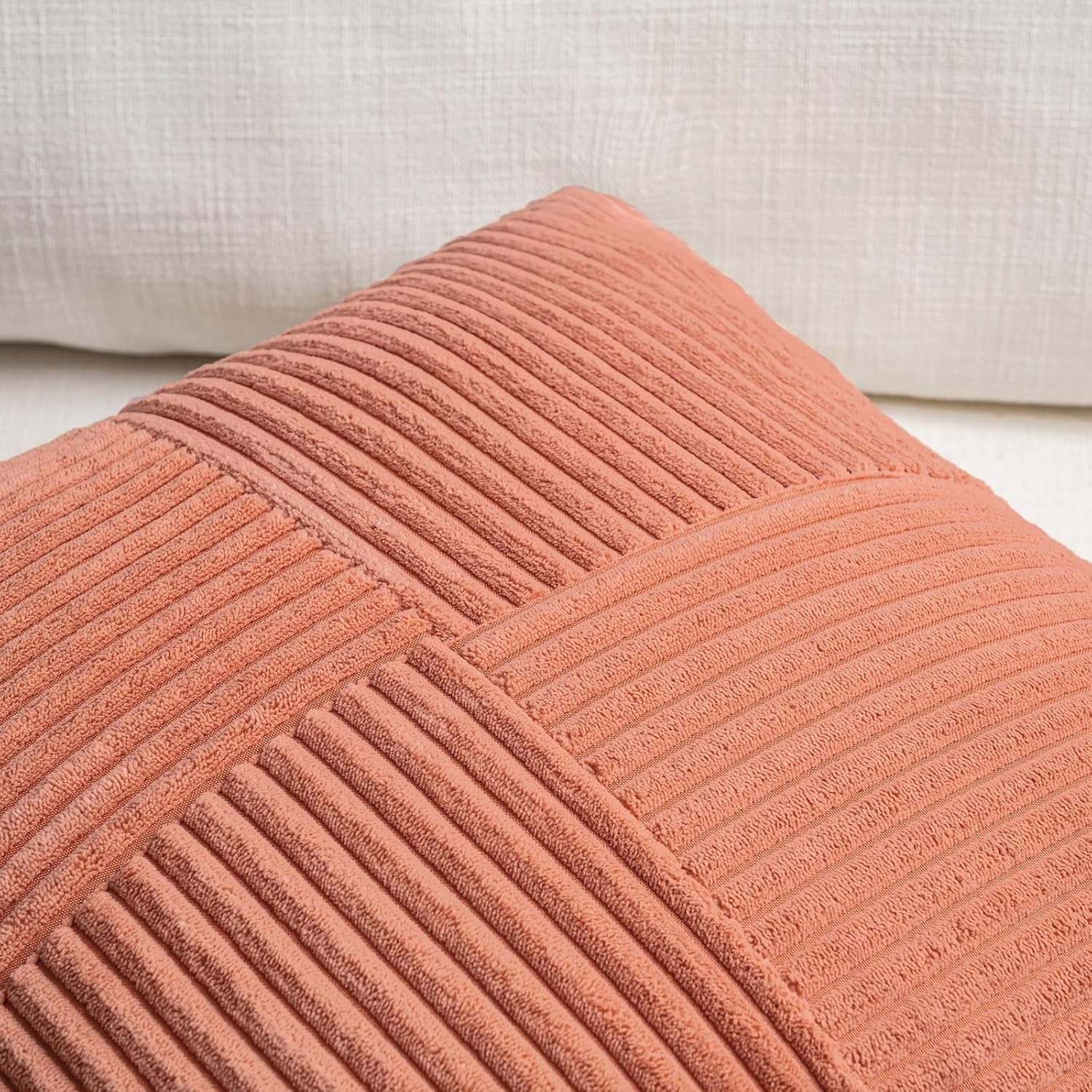 Fancy Homi 2 Packs Coral Decorative Throw Pillow Covers 18x18 Inch for Living Room Couch Bed