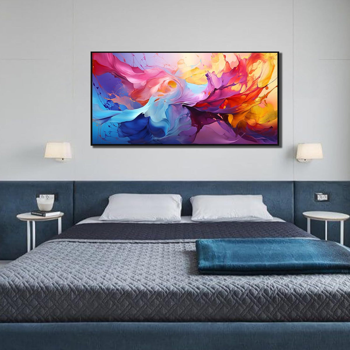 Abstract Wall Art for Living Room, Colorful Canvas Wall Decor for Bedroom, Framed Picture Print