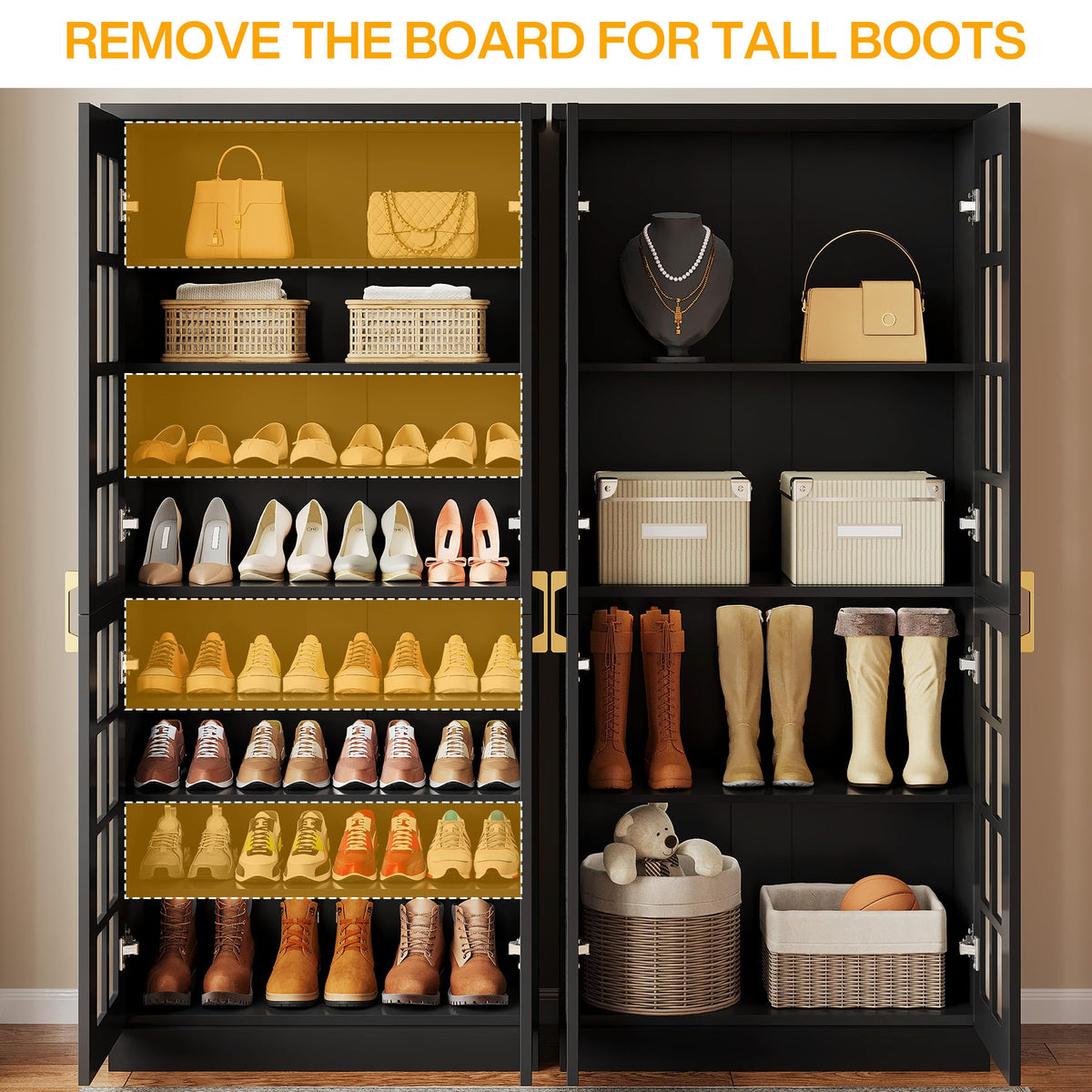 Tribesigns Tall Shoe Cabinet with Doors, 8-Tier Modern Shoe Storage Cabinet