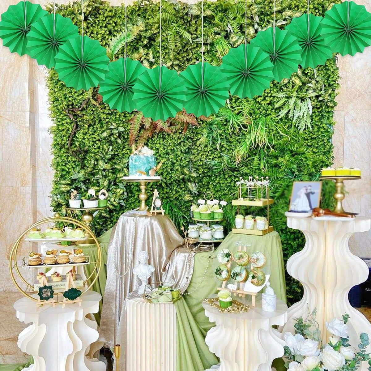Green Party Decorations,Green Paper Decorations for Party,Tennis Party Decorations Party Paper Fans