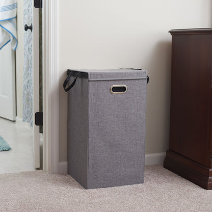 Household Essentials 5620 Collapsible Single Laundry Hamper with Magnetic Lid - Grey