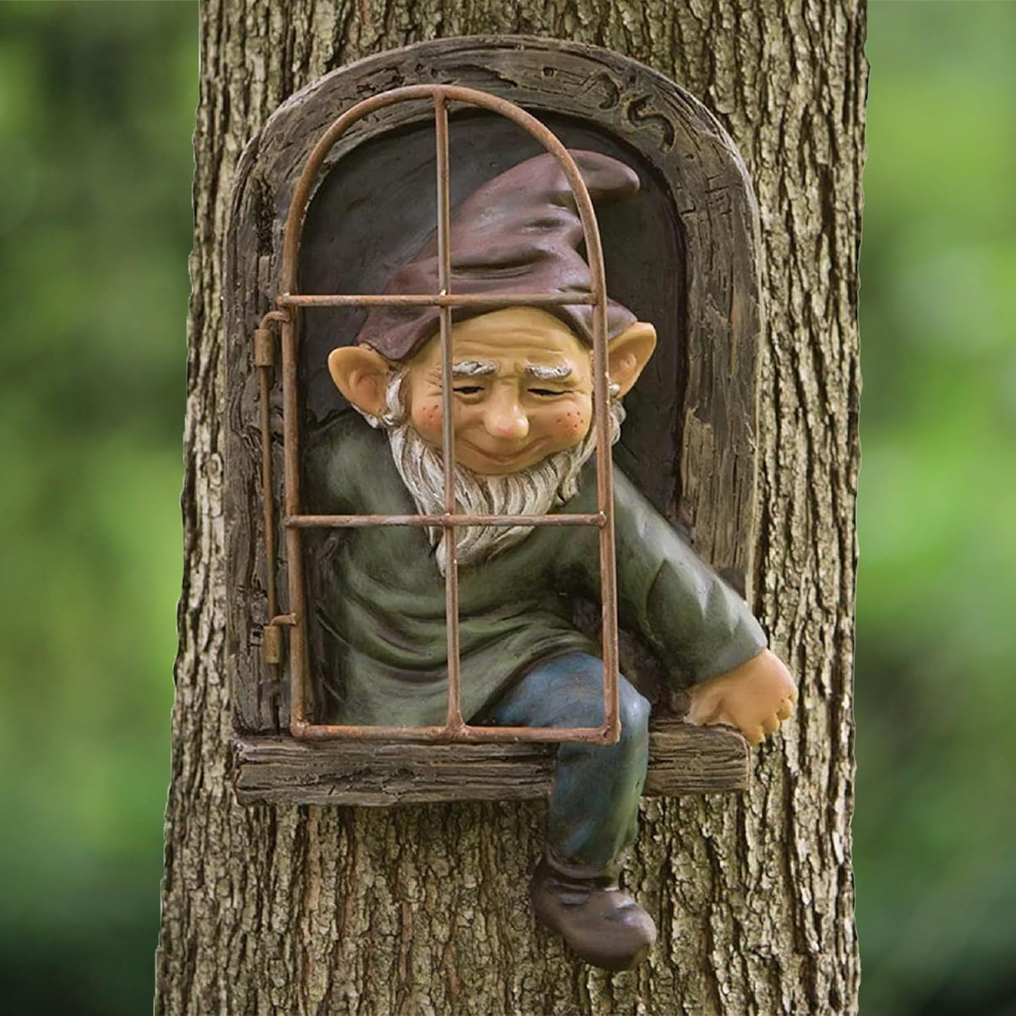 Elenon Gnome Tree Faces Garden Decor, 13inch Elf Out The Window Statue Outdoor Decorations, Tree