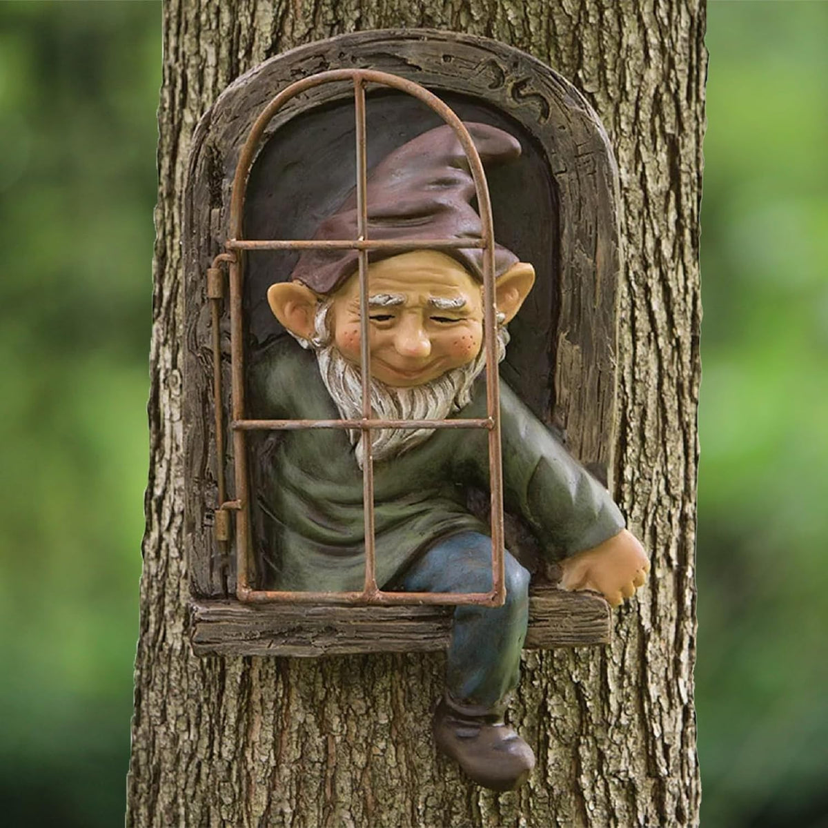 Elenon Gnome Tree Faces Garden Decor, 13inch Elf Out The Window Statue Outdoor Decorations, Tree