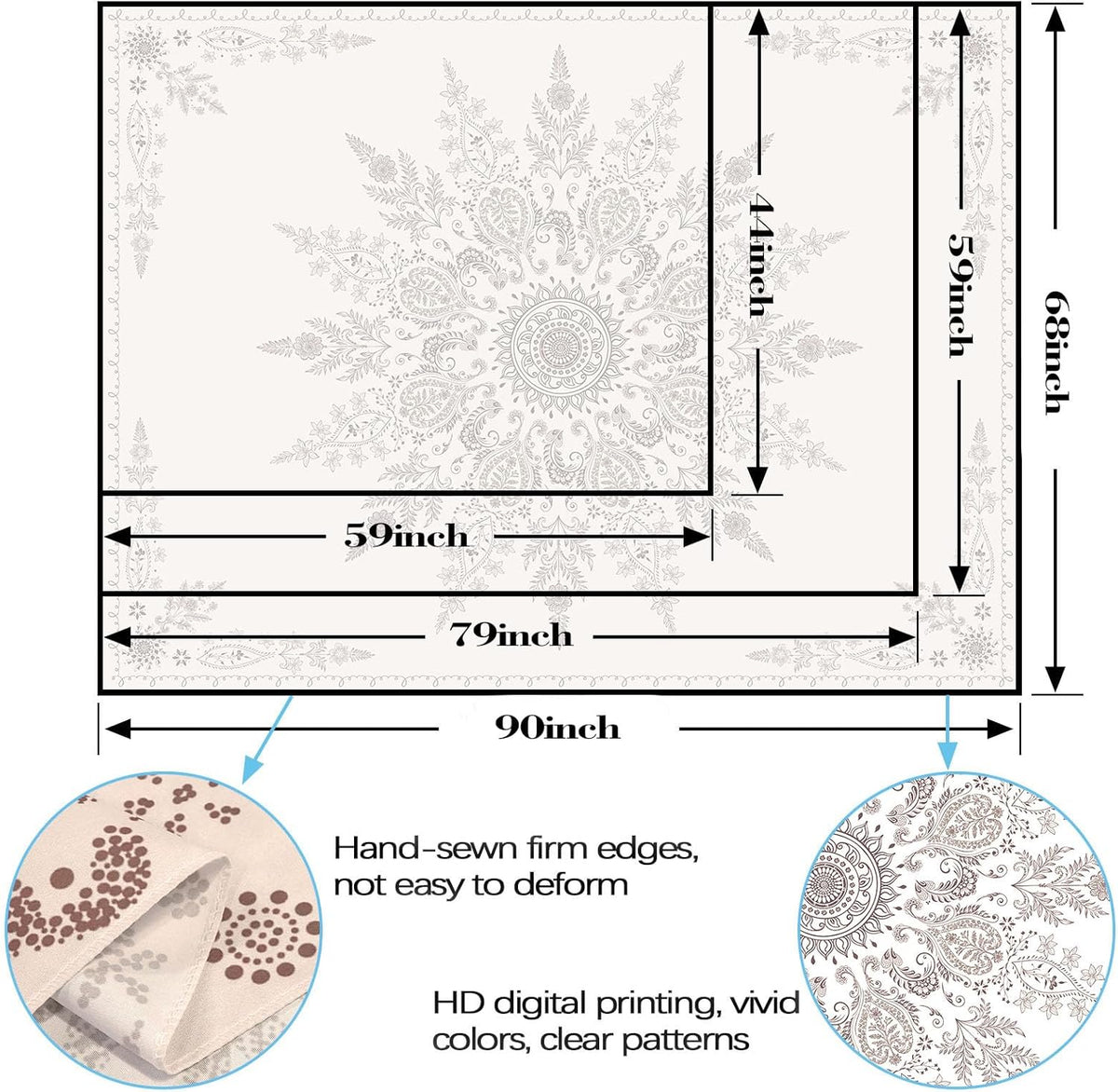 Lunerfex Boho Floral Tapestry Mandala Wall Tapestry, Cute Tapestries for Bedroom Beige Flower