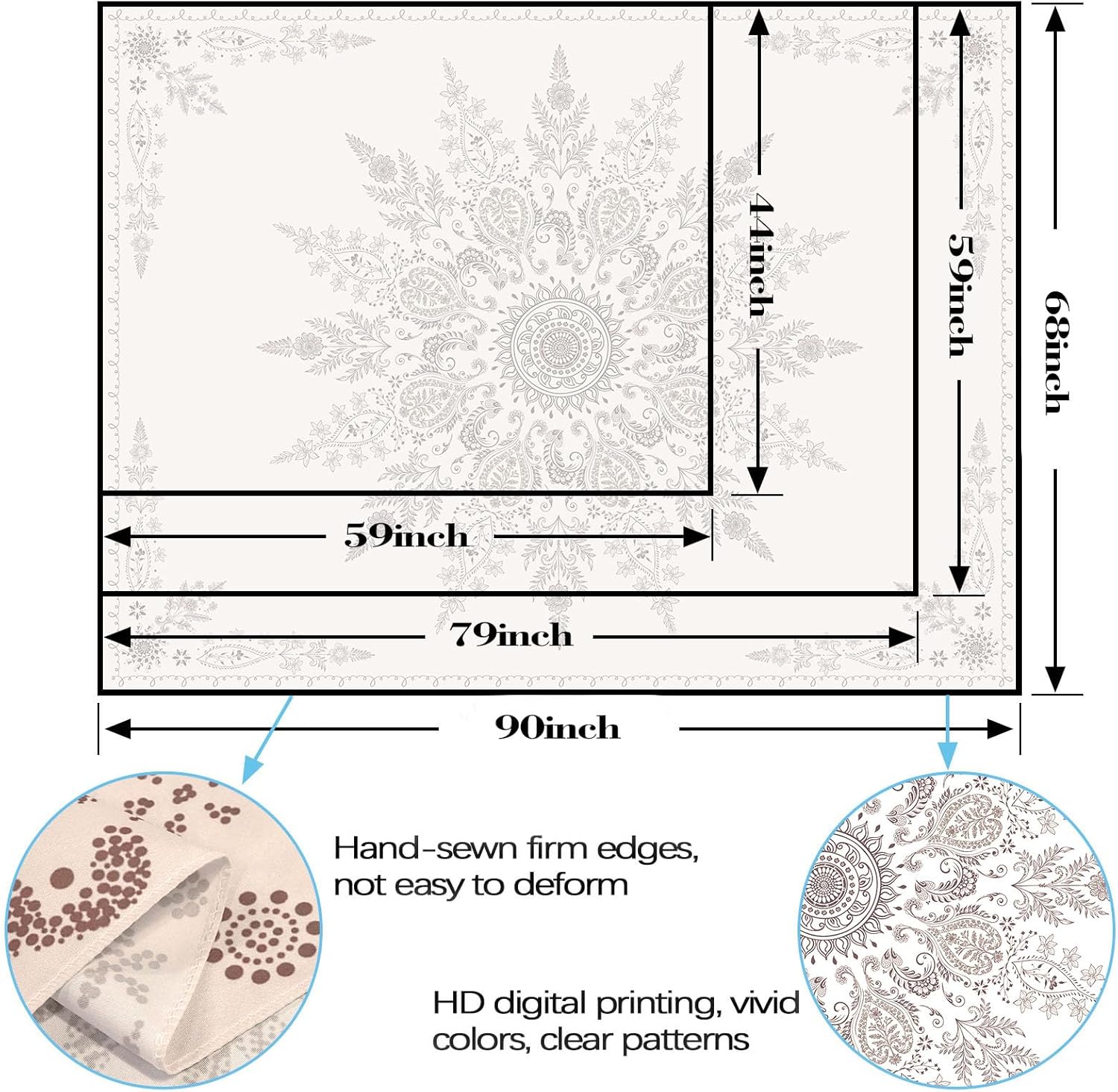 Lunerfex Boho Floral Tapestry Mandala Wall Tapestry, Cute Tapestries for Bedroom Beige Flower