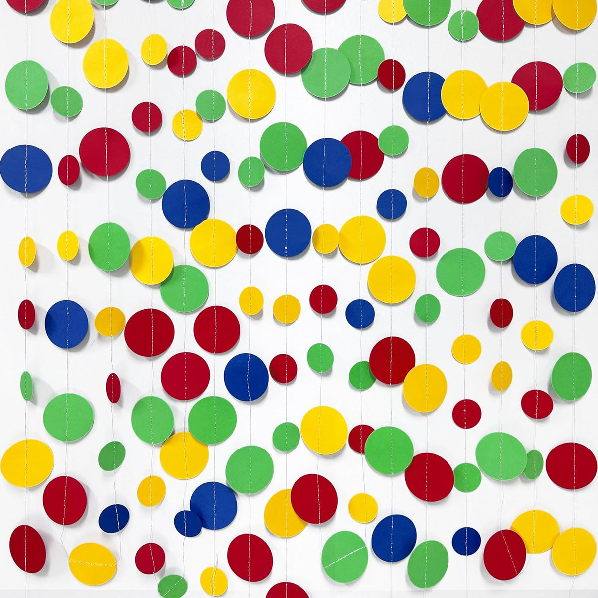 Super Mario Party Decorations Circle Dot Garland Red Blue Yellow Green Hanging Paper Polka Dot