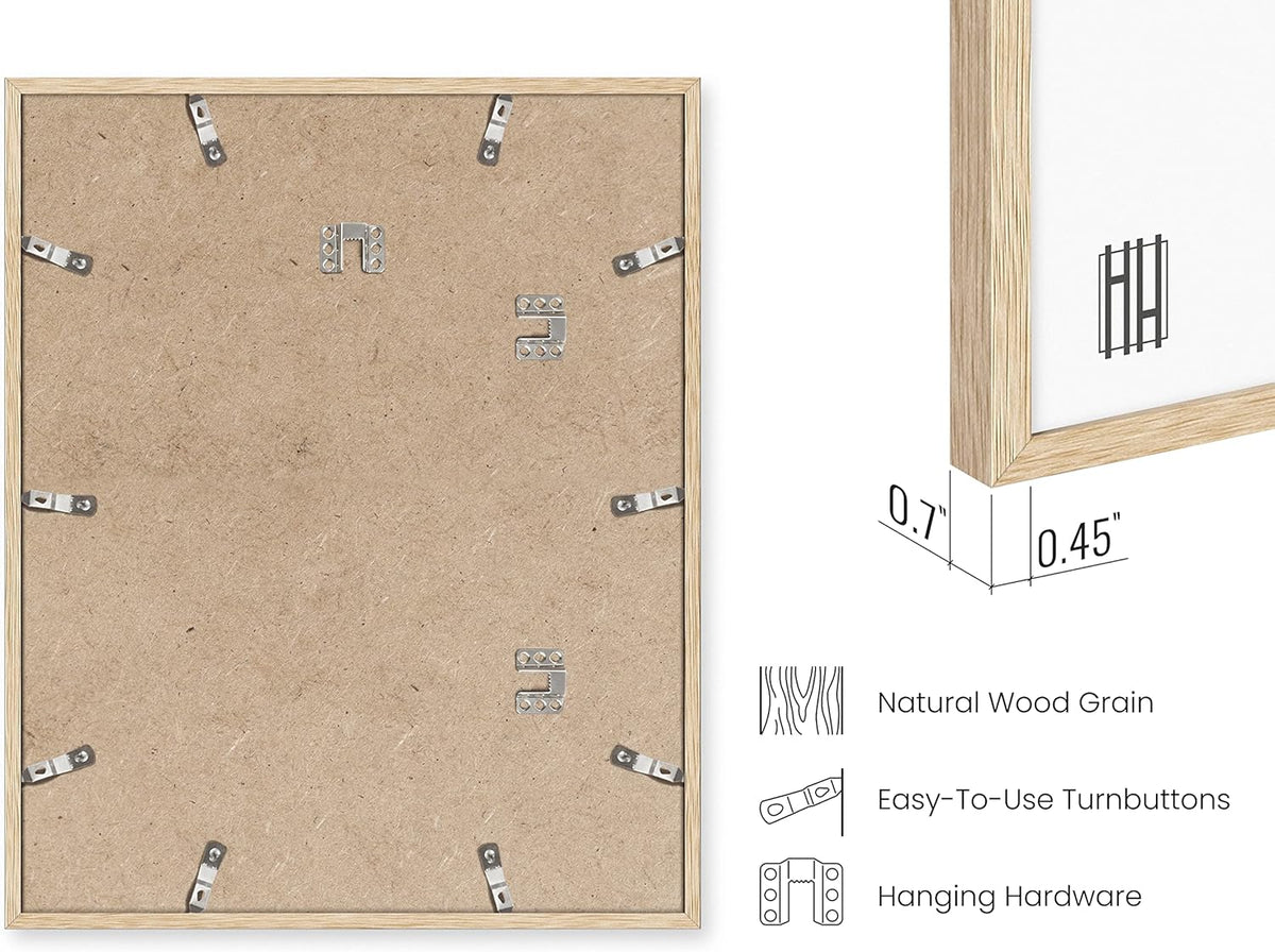 HAUS AND HUES Beige Oak Wood 16x20 Picture Frame - Modern Wood Wall Art Display - Lightweight 16x20