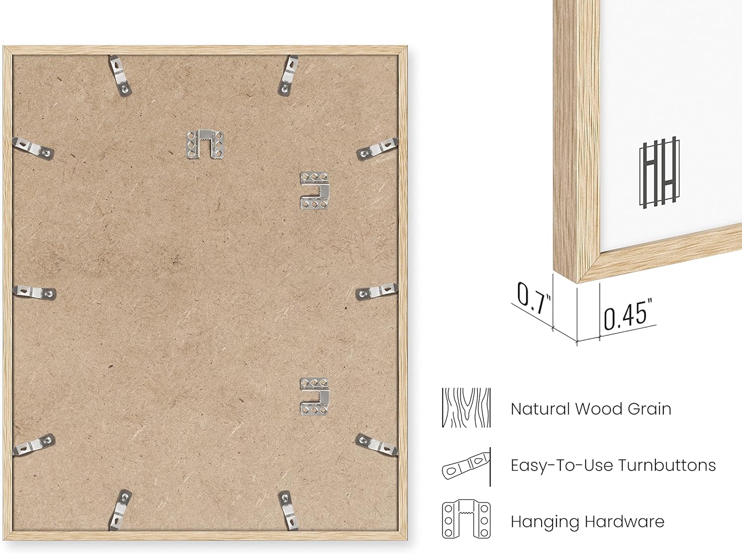 HAUS AND HUES Beige Oak Wood 16x20 Picture Frame - Modern Wood Wall Art Display - Lightweight 16x20