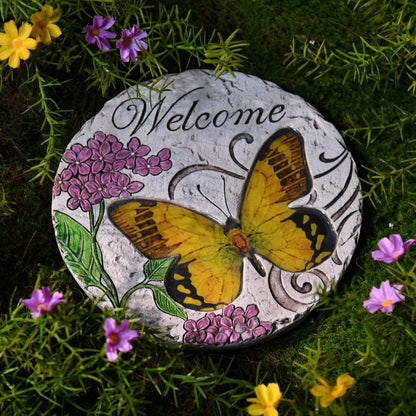 Garden Décor Stepping Stones Outdoor - Resin Butterfly Decorative Stone Bright Color Memories