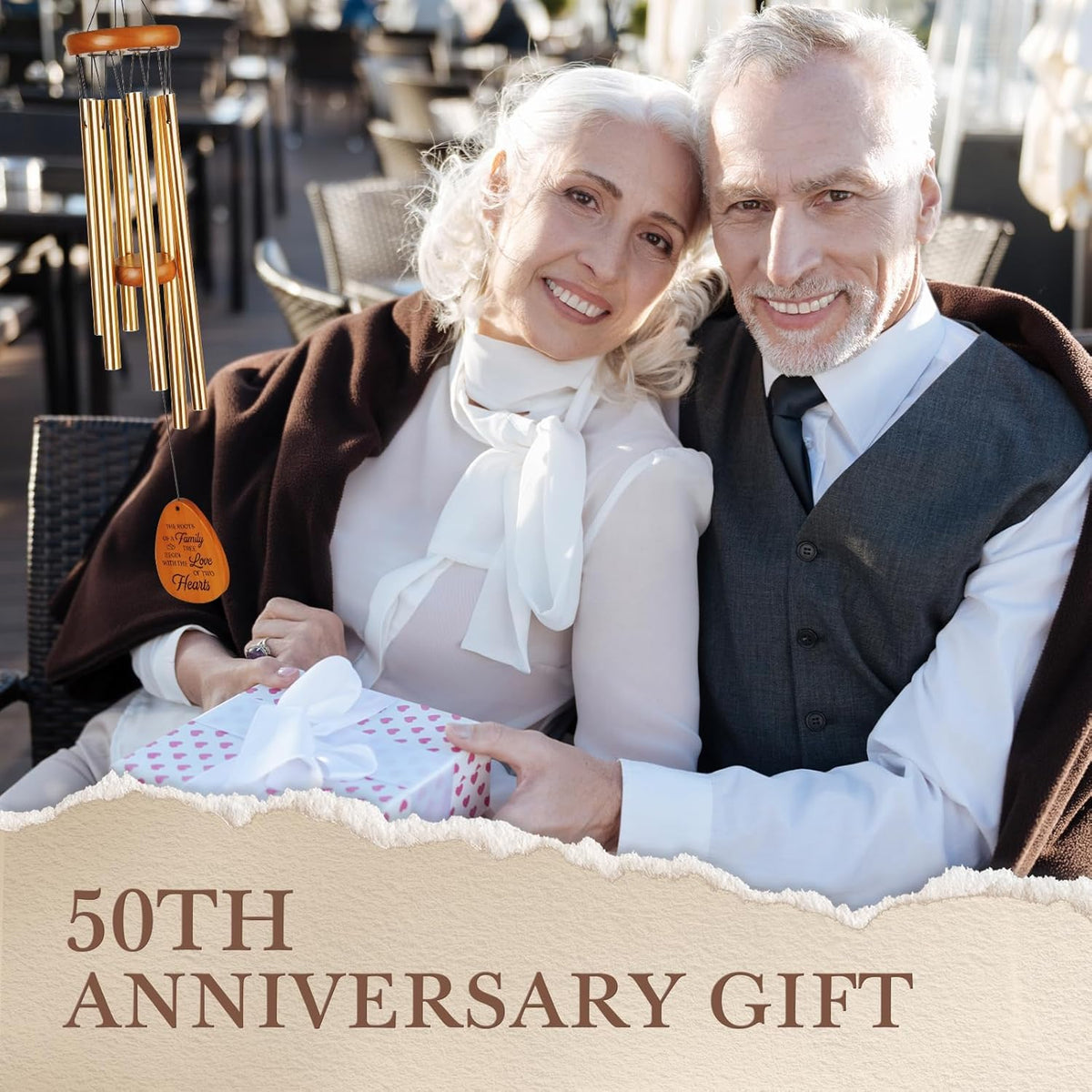 50th Wedding Anniversary Wind Chime, Happy 50th Anniversary Romantic Gifts for Couple, Parents